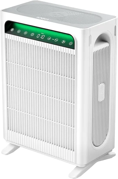 KNKA Purificador de aire Air Purifier APH4000, Sistema Doble Filtro, CADR 400m³/h, hasta 120m², Rendimiento HEPA (Modo Noche) elimina 99,97% Polen/Pelo/Olores, Ideal Fumadores y Mascotas, Blanco