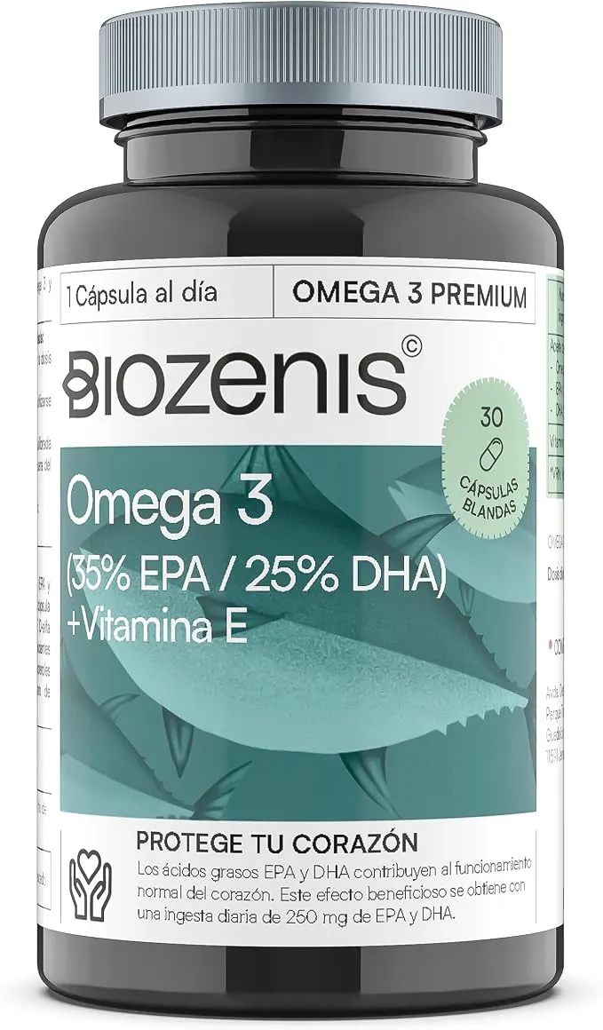 Omega 3 Premium Biozenis Doble Pack con Vitamina E para Corazón y Células