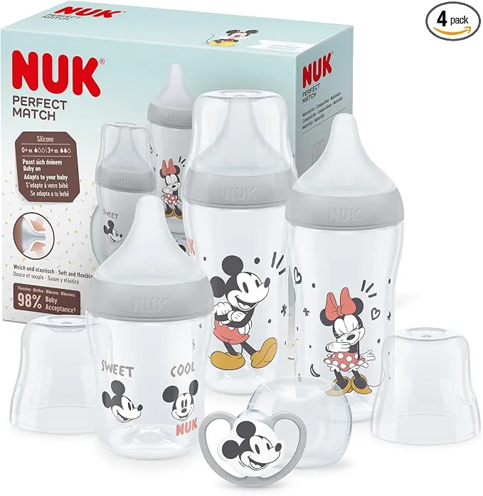 NUK Perfect Match Set de Biberones Mickey Mouse Disney (3uds + Chupete)