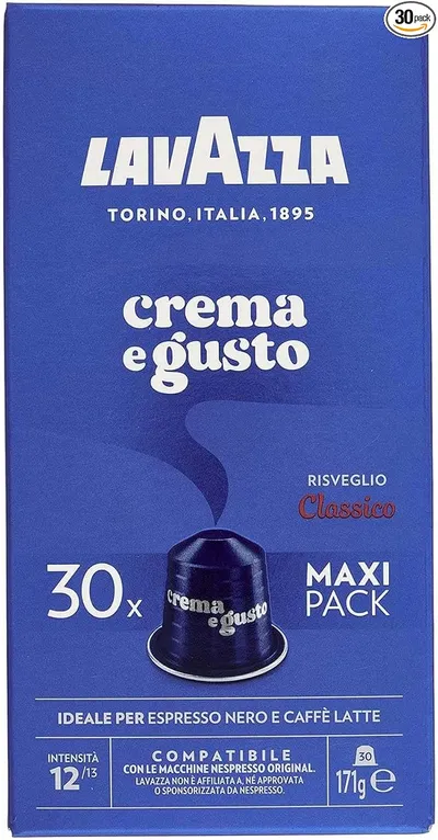 Lavazza, Crema e Gusto Classico, 30 Cápsulas de Café Compatibles con Máquinas Nespresso Original