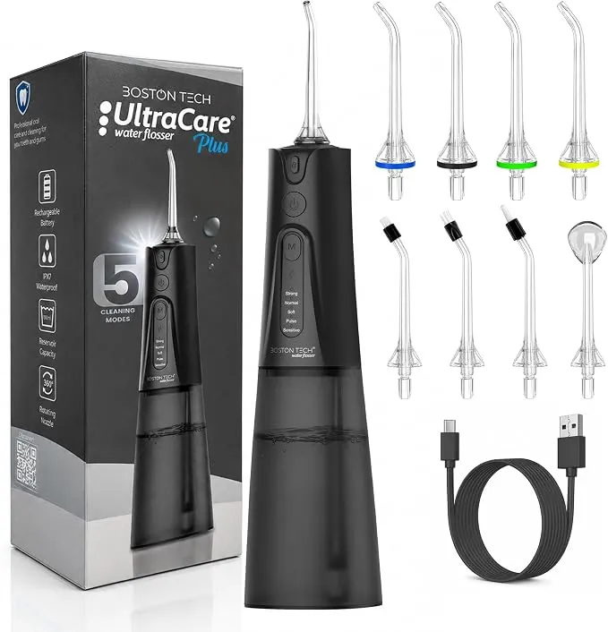 Irrigador Dental Portátil Aquapik UltraCare Plus con 8 Boquillas y 5 Modos