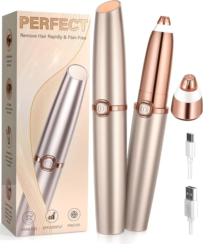 Recortadora Facial Eléctrica para Mujer con Luz LED y USB