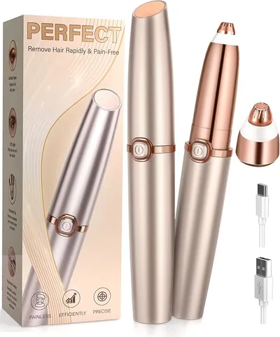Recortadora Facial Eléctrica para Mujer con Luz LED y USB