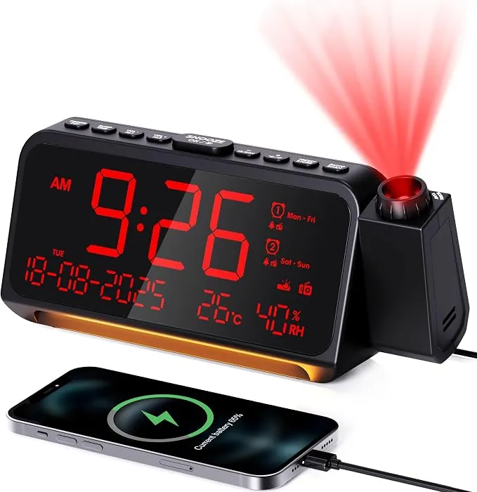 Reloj Despertador Mesqool con Proyección y Radio FM