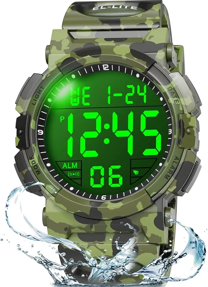 Reloj Digital Deportivo JUBOOS para Hombre con LED, Cronógrafo y Resistencia al Agua 3ATM