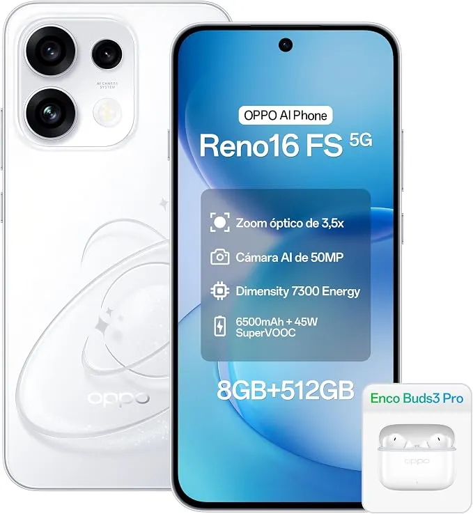 OPPO Reno16 FS 5G: Potente Smartphone con 512GB y Cámara Pro a Precio Rebajado