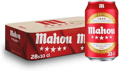 Mahou 5 Estrellas, Pack de 28 Latas x 33 cl