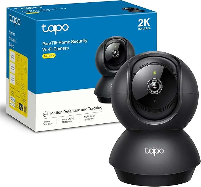 Tapo C211 Cámara Vigilancia WiFi Interior 2K 360° Detección IA Negro