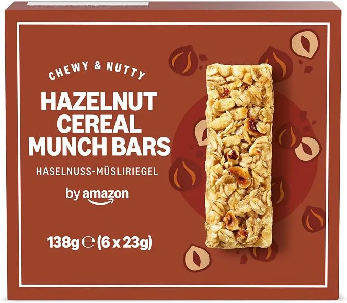 Barritas de Cereales con Avellanas by Amazon (Paquete de 6)