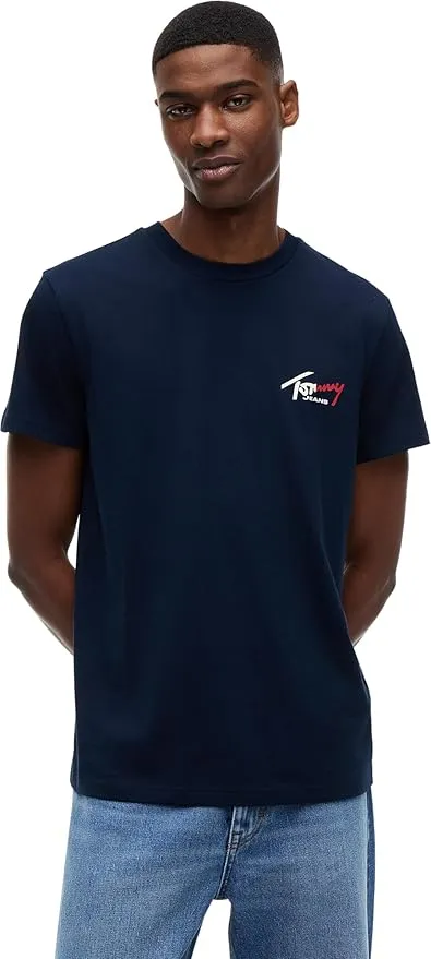 Tommy Jeans TJM Slim Sign Chest SS tee Ext DM0DM22538 S/S Camiseta para Hombre