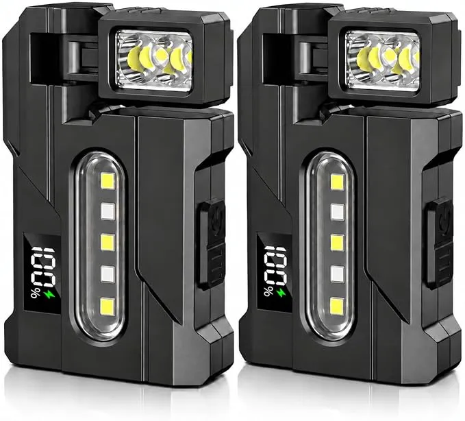 T-SUN Mini Linterna LED Recargable (2 Piezas), Base Magnética, Luz Dual USB-C