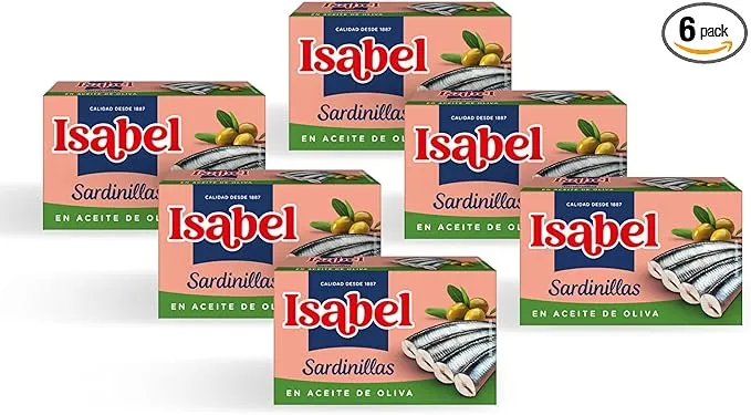 Isabel sardinillas en aceite de oliva, 1 pack de 6 latas de 81gr