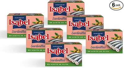 Isabel sardinillas en aceite de oliva, 1 pack de 6 latas de 81gr