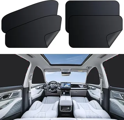 ZATOOTO Parasol Coche Lateral, Magnetico Parasol Coche Bebe, Privacidad, Anti-UV, Negro, 4 Piezas, para Descanso y Acampada | Bloquea el 99% de los rayos UV, aislamiento térmico, marco de metal, paras