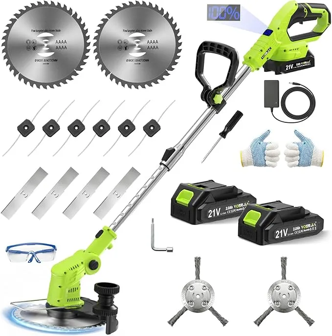 VOERJIA Desbrozadora a Batería 21V 850W Pantalla LCD Pro 4-en-1