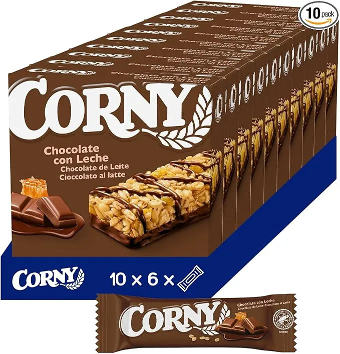 Corny Barritas de Cereales con Chocolate con Leche, Pack Económico 10x6x25 g