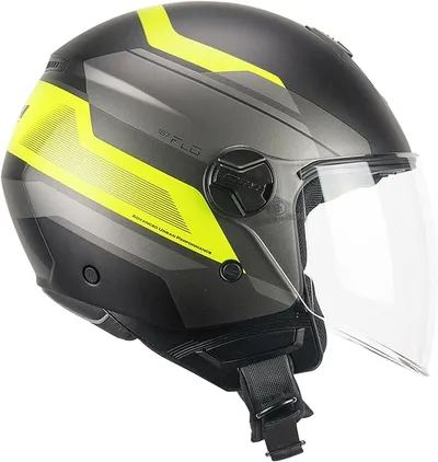 CGM Casco Abierto 167K FLO City Negro Amarillo neón Mate Largo, S