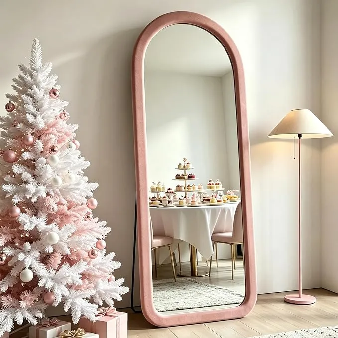 Espejo de Suelo Arqueado Neuweaby 141x50cm con Marco Rosa - Oferta Especial