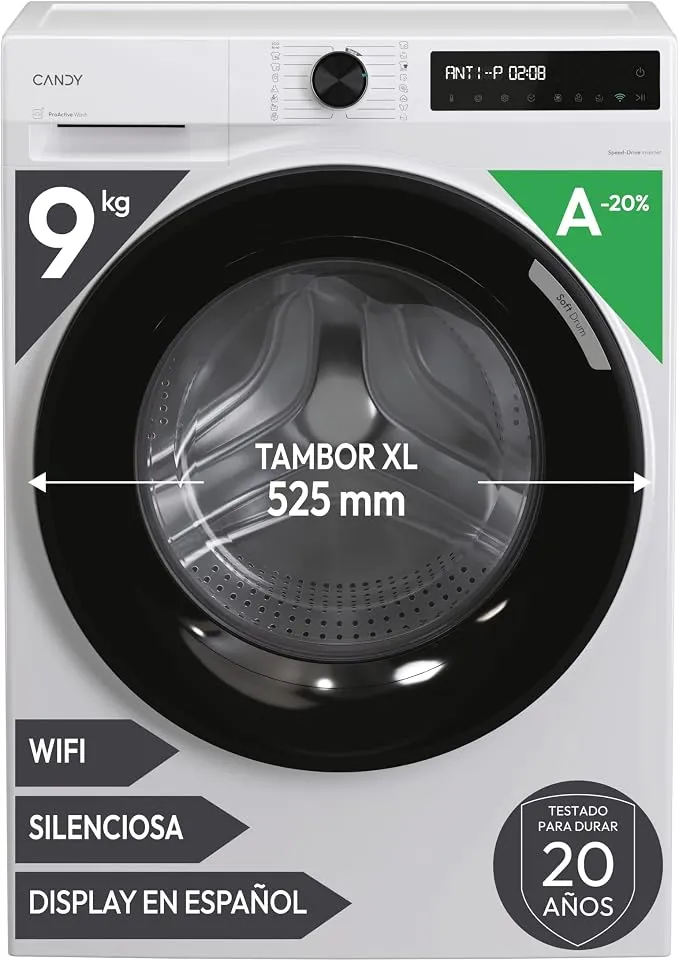 Lavadora Candy ProWash 500 BR 49SBL8-S (9 kg, 1400 RPM, WiFi, Motor Inverter)