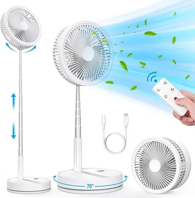 Ventilador de Pie Portátil Plegable Oscilante 8.6" con Batería 8000mAh y Control Remoto