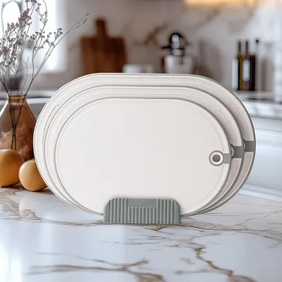 Juego de 3 tablas de cortar de plástico, sin BPA, para carne, cocina, apta para lavavajillas, gris