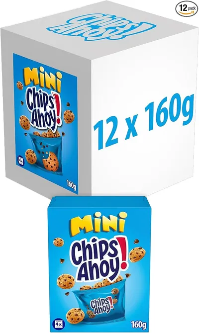 Chips Ahoy Mini Galletas Cookies, Dulces Pepitas de Chocolate, Pack 20 Bolsitas x 160 g