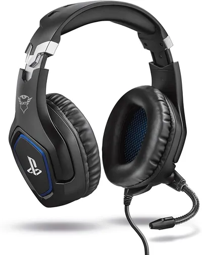 GXTrust Forze-B Cascos Gaming con Licencia Oficial para PlayStation, Negro | Auriculares Gaming para PS4 y PS5, Micrófono Plegable, Altavoces Activos de 50 mm, Cable Trenzado de Nailon 1.2 m