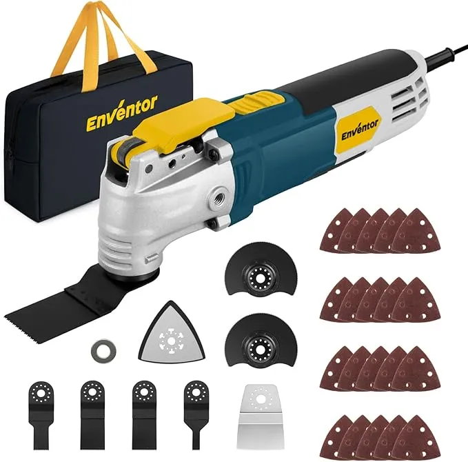 Enventor 300W Multiherramienta Oscilante con 28 Accesorios - Ideal para Cortar, Lijar y Más