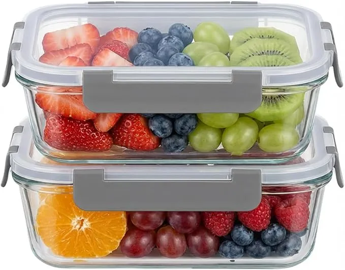 OFFASST Recipientes de Vidrio Borosilicato para Alimentos (Juego 2 Piezas, 1040ml)