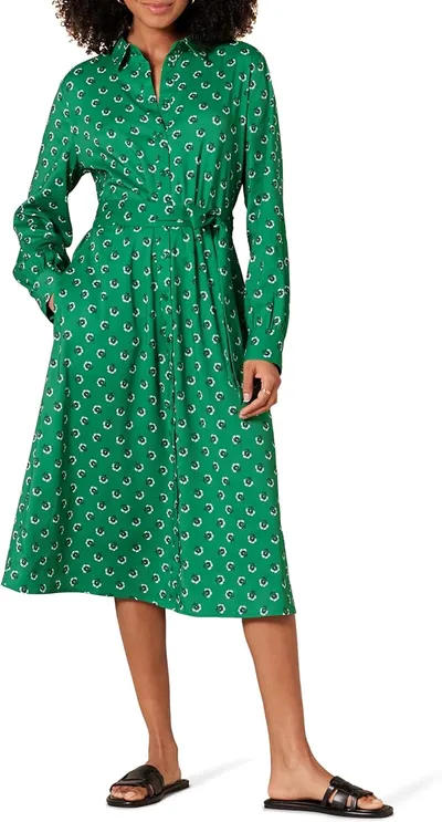 Vestido Camisero Midi de Manga Larga de Georgette Mujer
