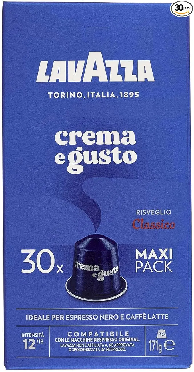 Lavazza, Crema e Gusto Classico, 30 Cápsulas de Café Compatibles con Máquinas Nespresso Original