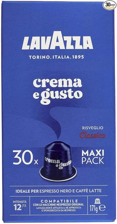 Lavazza, Crema e Gusto Classico, 30 Cápsulas de Café Compatibles con Máquinas Nespresso Original