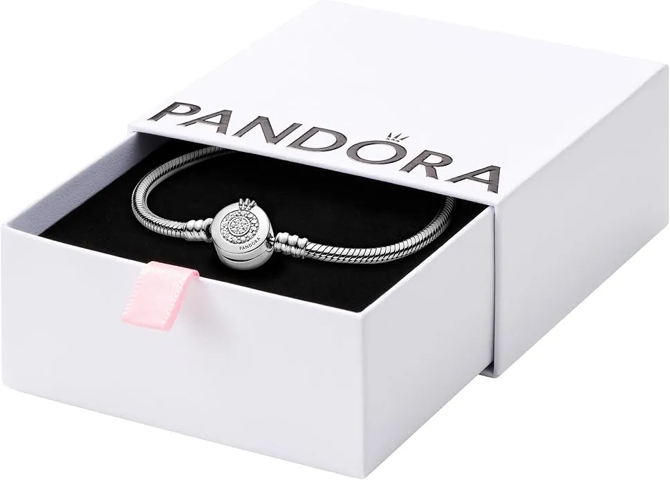Pulsera Cadena Serpiente Pandora Signature con Cierre Corona Centelleante