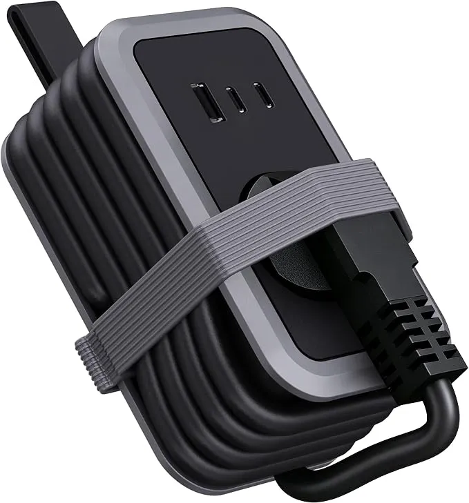 Regleta Portátil de Viaje con Múltiples Puertos USB y Cable Enrollable