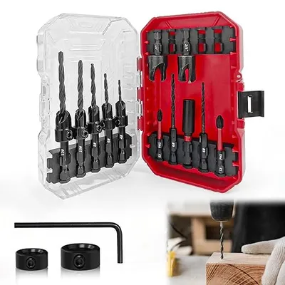 Juego de 15 brocas avellanadas con 2 brocas para madera