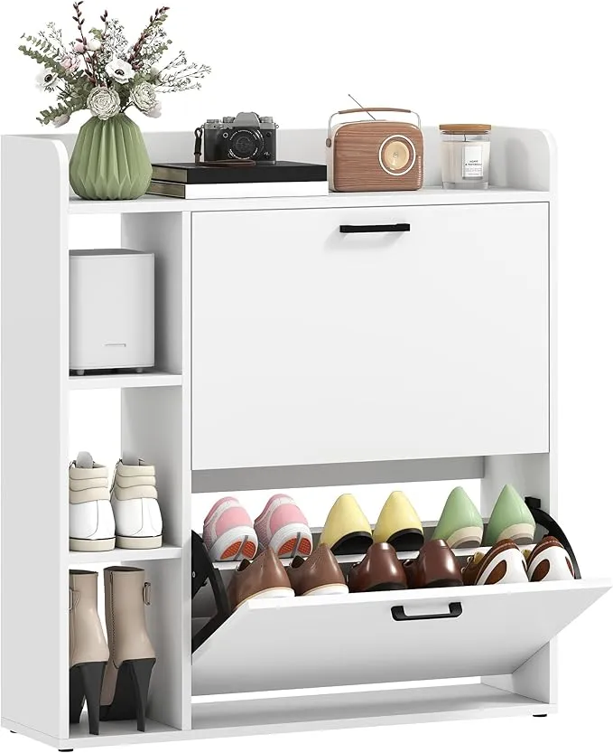Zapatero HOMCOM Estrecho para 15 Pares con 2 Puertas Abatibles