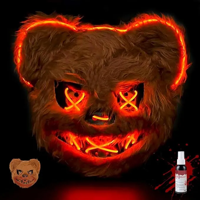 Máscara de Oso Sangrienta LED con Spray para Halloween y Cosplay