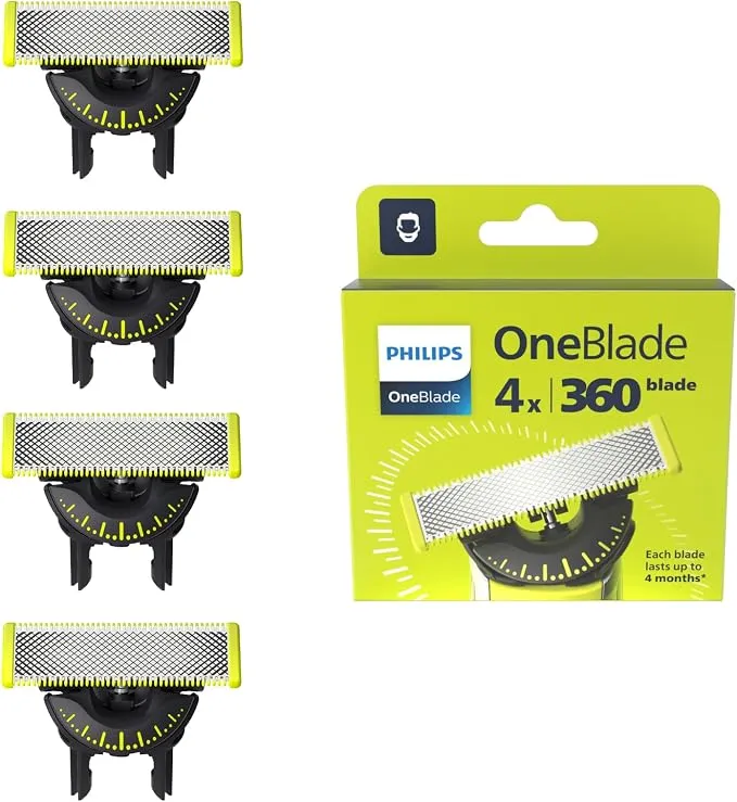 Philips OneBlade Original 360 Cuchillas Repuesto, 4 Unidades