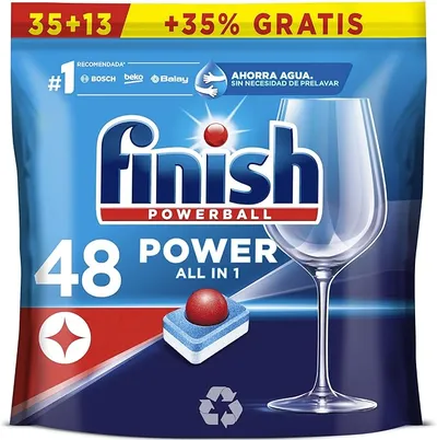 Finish Powerball Power All in 1 Pastillas para el lavavajillas todo en 1 - 48 pastillas