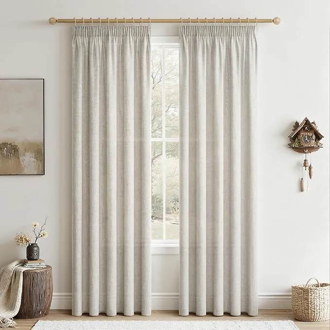 Cortina Infantil Lino Natural CUTEWIND 2 Piezas 140x225 cm