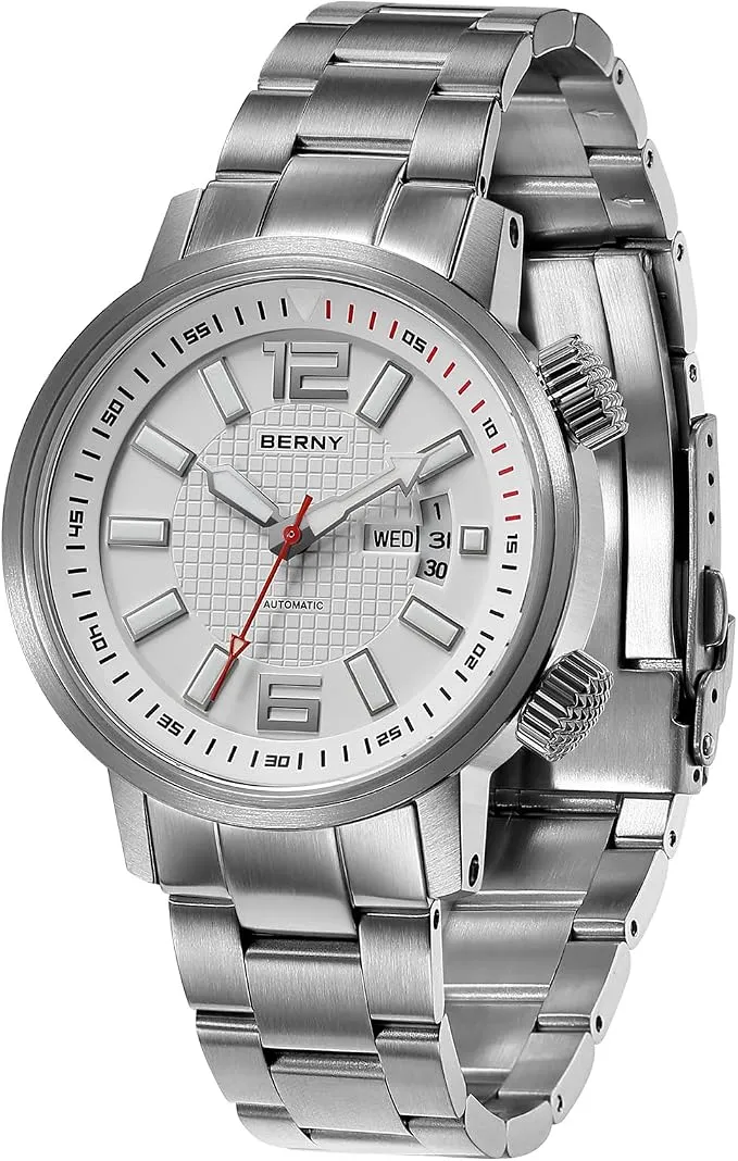 BERNY Reloj Automático para Hombres Movimiento Japonés 8205, Sumergible 200M