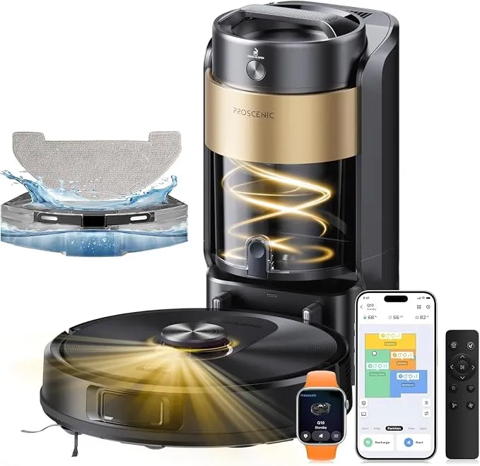 Robot Aspirador y Fregasuelos Proscenic Q20+ Plus con Autovaciado y Navegación Láser
