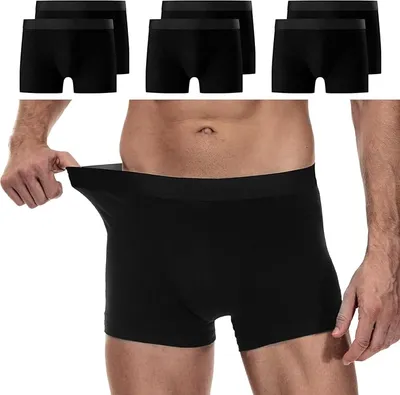 YouShow Calzoncillos Hombre Algodón Pack de 6 Boxer para Hombre Ropa Interior Ajustados y Transpirables, Suaves y Cómodo Negro M