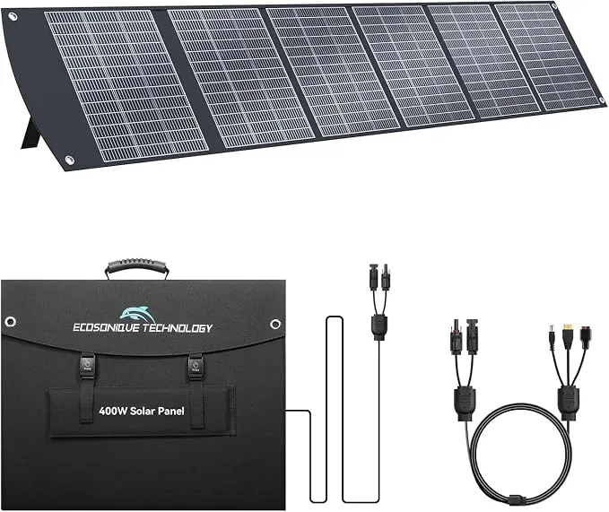 Panel Solar Portátil 400W con Soporte Plegable - Carga Rápida para Aventuras