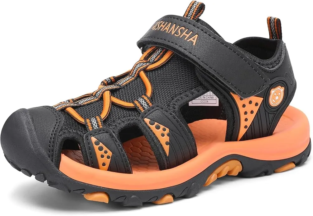 Mishansha Sandalias de Verano para Niños con Puntera Cerrada Resistentes y Cómodas para Actividades Al Aire Libre Negro,32