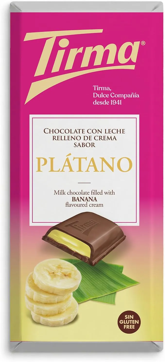 Tirma Chocolate con Leche Relleno Crema Sabor Plátano, 110g