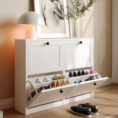 VOWNER Zapatero Estrecho 105x24x80cm Blanco con Cupón 10%