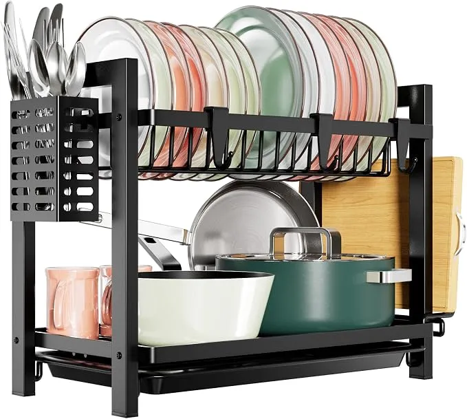 Estante Escurridor de Platos Niffgaff Acero Inoxidable Negro para Cocina