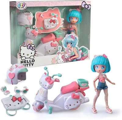 4SF - Hello Kitty Pretty Pink Scooter, Muñeca Fashion Japonesa con Moto y Accesorios
