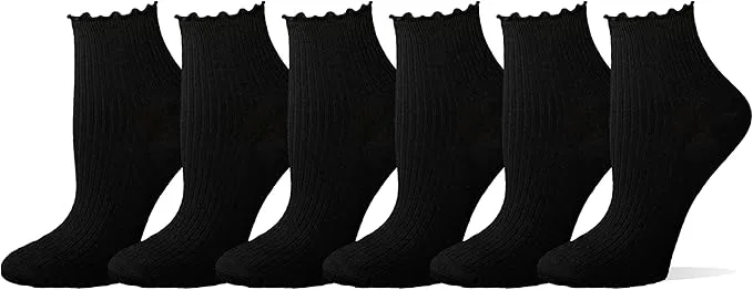 Amazon Essentials Calcetines Tobilleros con Borde Ondulado Mujer